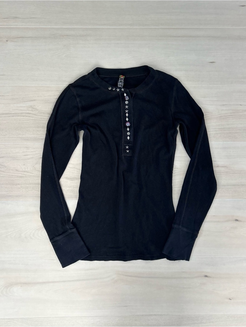 black fitted vintage free people henley
